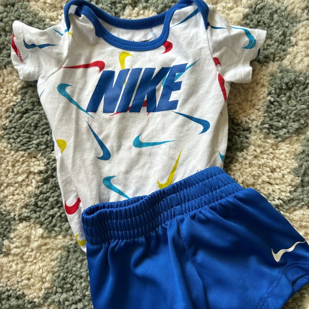 Nike matching set baby short set blue shorts with onesie